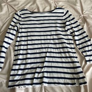 navy and white striped shirt